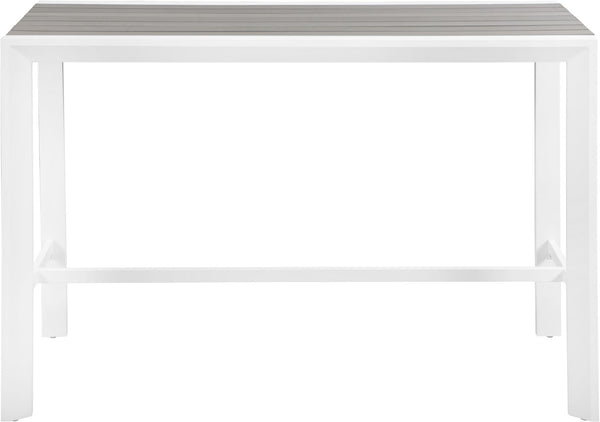 Nizuc Aluminum / Plastic Contemporary Grey Plastic Wood Accent Paneling Outdoor Patio Aluminum Rectangle Bar Table - 59.5" W x 23.5" D x 41.5" H