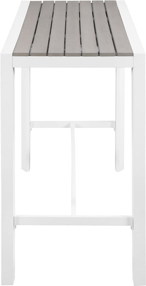 Nizuc Aluminum / Plastic Contemporary Grey Plastic Wood Accent Paneling Outdoor Patio Aluminum Rectangle Bar Table - 59.5" W x 23.5" D x 41.5" H