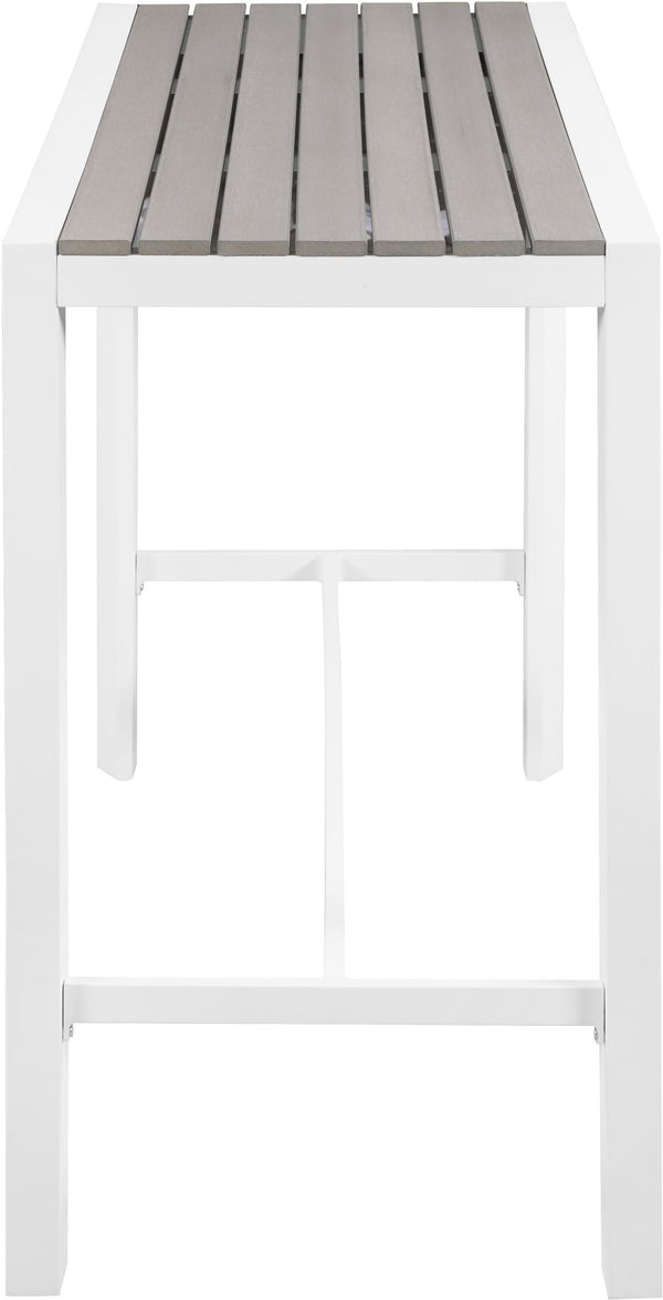 Nizuc Aluminum / Plastic Contemporary Grey Plastic Wood Accent Paneling Outdoor Patio Aluminum Rectangle Bar Table - 59.5" W x 23.5" D x 41.5" H