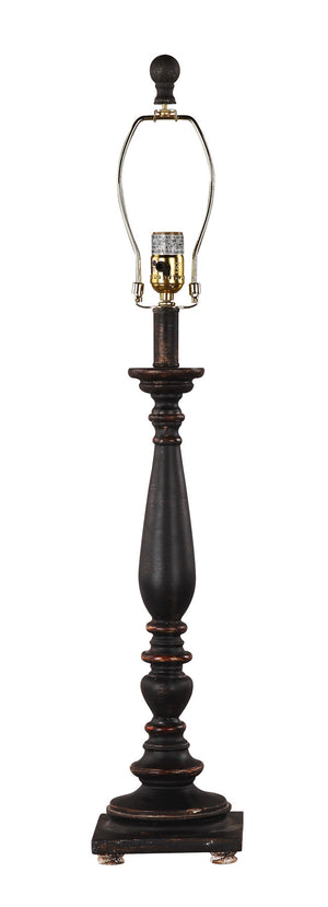 Distressed Black Traditional Table Lamp Base Only