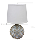 Glass and Net Finish Table Lamp with White Linen Shade
