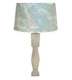 Distressed Washed wood Finish Table Lamp with Sail Away Printed Shade