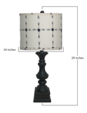 Distressed Black Beige Tribal Arrow Line Shade Table Lamp