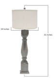 Brown Washed Wood Finish Table Lamp with Ivory Linen Shade