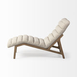 HomeRoots Modern Cream Fabric Upholstered Chaise Lounge Chair With Solid Wood Frame And Base 380186-HOMEROOTS 380186