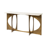 HomeRoots Rectangular White Marble Console Table With Gold Metal Base 380187-HOMEROOTS 380187