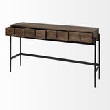 HomeRoots Rectangular Mango Wood Finish Console Table With 4 Drawers 380193-HOMEROOTS 380193