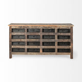 HomeRoots Brown Reclaimed Hardwood Sideboard With 16 Pull Out Drawers 380207-HOMEROOTS 380207