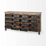 HomeRoots Brown Reclaimed Hardwood Sideboard With 16 Pull Out Drawers 380207-HOMEROOTS 380207