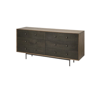 HomeRoots Medium Brown Solid Mango Wood Finish Sideboard With 6 Easy Sliding Drawers 380212-HOMEROOTS 380212