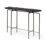HomeRoots Black Slate Console Table With Iron Base 380219-HOMEROOTS 380219