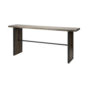 HomeRoots Rectangular Medium Brown Live Edge Mango Wood Console Table With Plank Like Legs 380222-HOMEROOTS 380222