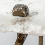 HomeRoots White Marble Console Table With Brass Toned Iron Base 380223-HOMEROOTS 380223