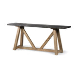 Rectangular Dark Brown Mango Wood Finish Console Table With Light Brown Solid Wood Legs