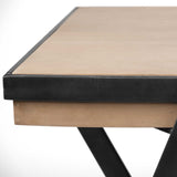 HomeRoots Solid Mango Wood Finish Writing Desk With Single Storage And Black Triangular Iron Legs 380231-HOMEROOTS 380231