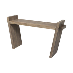 HomeRoots Medium Brown Solid Mango Wood Finish Console Table With Slanted Base Design 380236-HOMEROOTS 380236