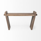 HomeRoots Medium Brown Solid Mango Wood Finish Console Table With Slanted Base Design 380236-HOMEROOTS 380236