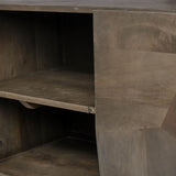 HomeRoots Dark Brown Solid Mango Wood Finish Sideboard With 4 Cabinet Doors 380240-HOMEROOTS 380240