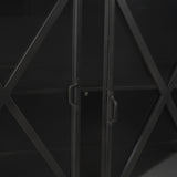 HomeRoots Black Solid Metallic Bronze Finish Sideboard With 4 Glass Cabinet Doors 380242-HOMEROOTS 380242