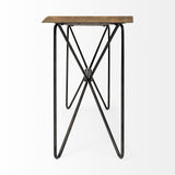 HomeRoots Light Brown Live Edge Solid Acacia Wood Console Table With Black Matte Iron Frame 380246-HOMEROOTS 380246