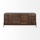 HomeRoots Brown Solid Wood Sideboard With 6 Drawers And 2 Cabinet Doors 380253-HOMEROOTS 380253