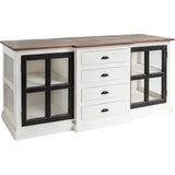 HomeRoots White And Black Solid Mango Wood Frame Sideboard With 4 Drawers And 4 Shelves 380254-HOMEROOTS 380254