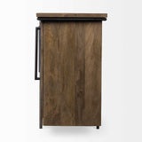HomeRoots Brown Solid Mango Wood Finish Sideboard With 4 Door Cabinets 380255-HOMEROOTS 380255