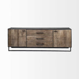 HomeRoots Brown Solid Mango Wood Finish Sideboard With 3 Drawers And 2 Cabinet Doors 380256-HOMEROOTS 380256