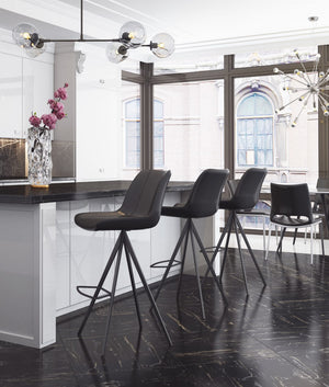 Zuo Modern Aki 100% Polyurethane, Plywood, Steel Modern Commercial Grade Barstool Set - Set of 2 Black 100% Polyurethane, Plywood, Steel