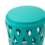 Noble House Selen Outdoor 12 Inch Diameter Matte Teal Iron Side Table