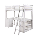 Ambar Cottage Loft Bed with Chest, Desk & Bookcase Light Gray 38065-ACME