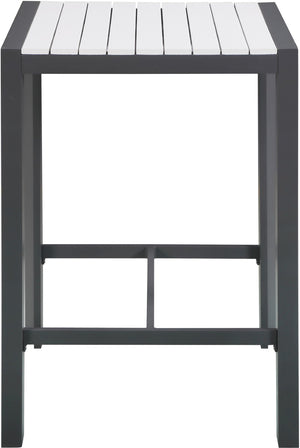 Nizuc Aluminum / Plastic Contemporary White Plastic Wood Accent Paneling Outdoor Patio Aluminum Square Bar Table - 27.5" W x 27.5" D x 41.5" H