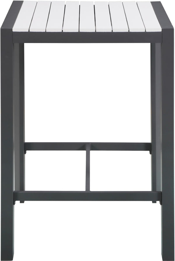 Nizuc Aluminum / Plastic Contemporary White Plastic Wood Accent Paneling Outdoor Patio Aluminum Square Bar Table - 27.5" W x 27.5" D x 41.5" H