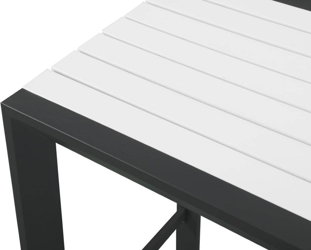 Nizuc Aluminum / Plastic Contemporary White Plastic Wood Accent Paneling Outdoor Patio Aluminum Square Bar Table - 27.5" W x 27.5" D x 41.5" H