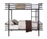 Deliz Industrial Twin/Twin Bunk Bed METAL] Gunmetal (Sandy Gray) • WOOD PANEL] 38130-ACME