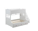 Meyer Country-Cottage/Provincial Twin/Full Bunk Bed w/Storage Ladder & Drawers White () 38150-ACME