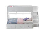 Meyer Country-Cottage/Provincial Twin/Full Bunk Bed w/Storage Ladder & Drawers White () 38150-ACME