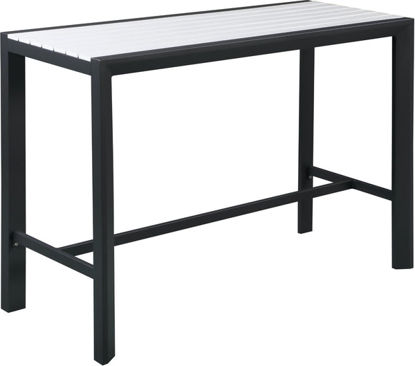 Nizuc Aluminum / Plastic Contemporary White Plastic Wood Accent Paneling Outdoor Patio Aluminum Rectangle Bar Table - 59.5" W x 23.5" D x 41.5" H