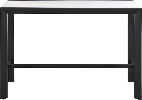 Nizuc Aluminum / Plastic Contemporary White Plastic Wood Accent Paneling Outdoor Patio Aluminum Rectangle Bar Table - 59.5" W x 23.5" D x 41.5" H