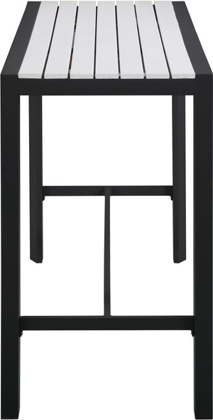 Nizuc Aluminum / Plastic Contemporary White Plastic Wood Accent Paneling Outdoor Patio Aluminum Rectangle Bar Table - 59.5" W x 23.5" D x 41.5" H