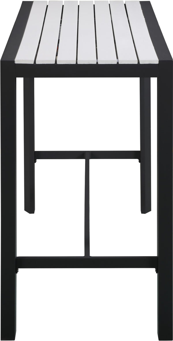 Nizuc Aluminum / Plastic Contemporary White Plastic Wood Accent Paneling Outdoor Patio Aluminum Rectangle Bar Table - 59.5" W x 23.5" D x 41.5" H