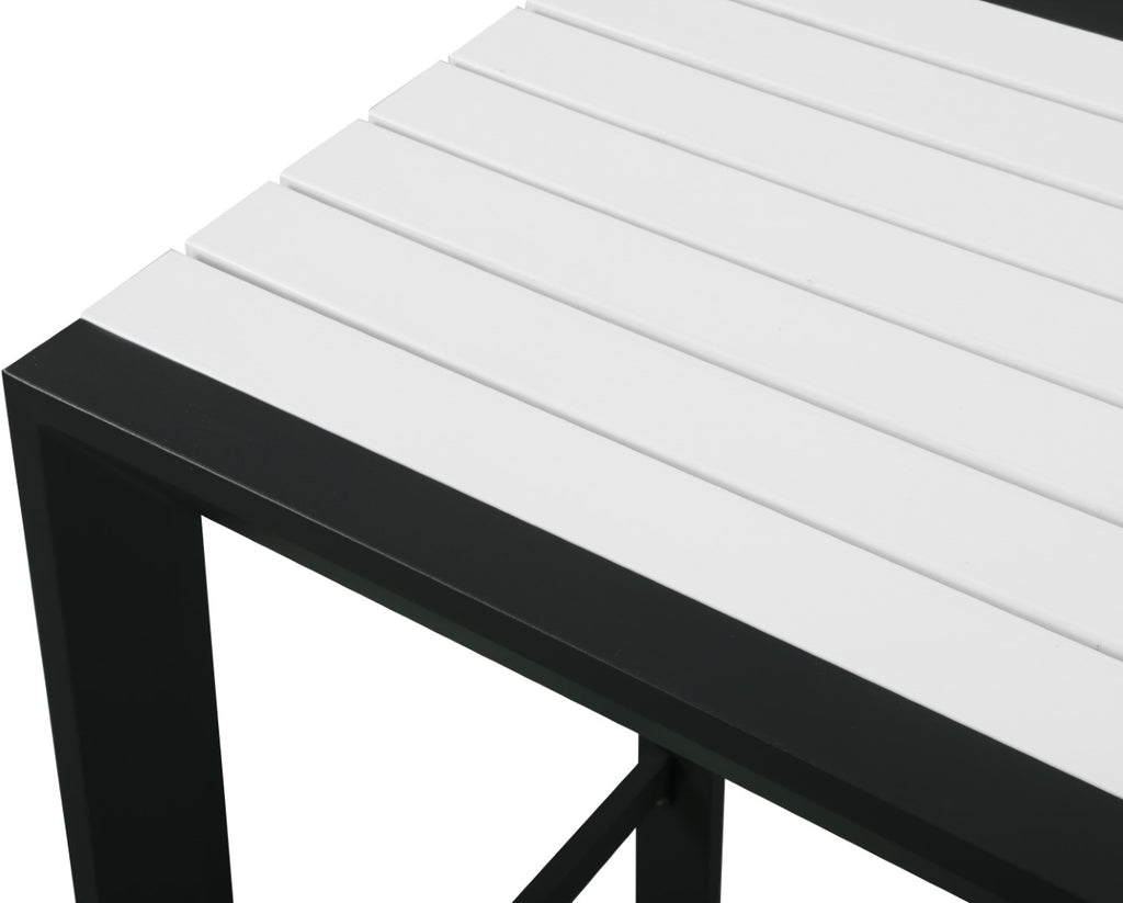 Nizuc Aluminum / Plastic Contemporary White Plastic Wood Accent Paneling Outdoor Patio Aluminum Rectangle Bar Table - 59.5" W x 23.5" D x 41.5" H
