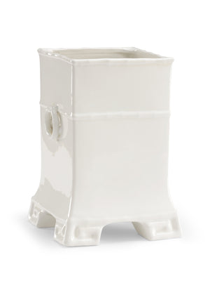 Greek Key Vase - White
