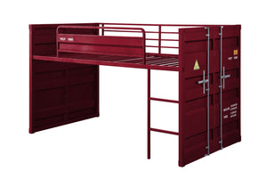 Cargo Contemporary Loft Bed with Slide Red Finish 38300-ACME