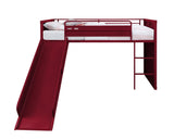 Cargo Contemporary Loft Bed with Slide Red Finish 38300-ACME