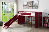 Cargo Contemporary Loft Bed with Slide Red Finish 38300-ACME