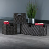 Winsome Wood Melanie 3-Piece Woven Fiber Basket Set, Foldable, Chocolate 38303-WINSOMEWOOD 38303-WINSOMEWOOD