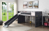 Cargo Contemporary Loft Bed with Slide Gunmetal Finish 38305-ACME