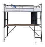 Cordelia Industrial Twin Loft Bed w/Desk Antique Oak, Sandy Black & Dark Bronze Hand-Brushed Finish 38310-ACME