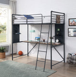 Cordelia Industrial Twin Loft Bed w/Desk Antique Oak, Sandy Black & Dark Bronze Hand-Brushed Finish 38310-ACME